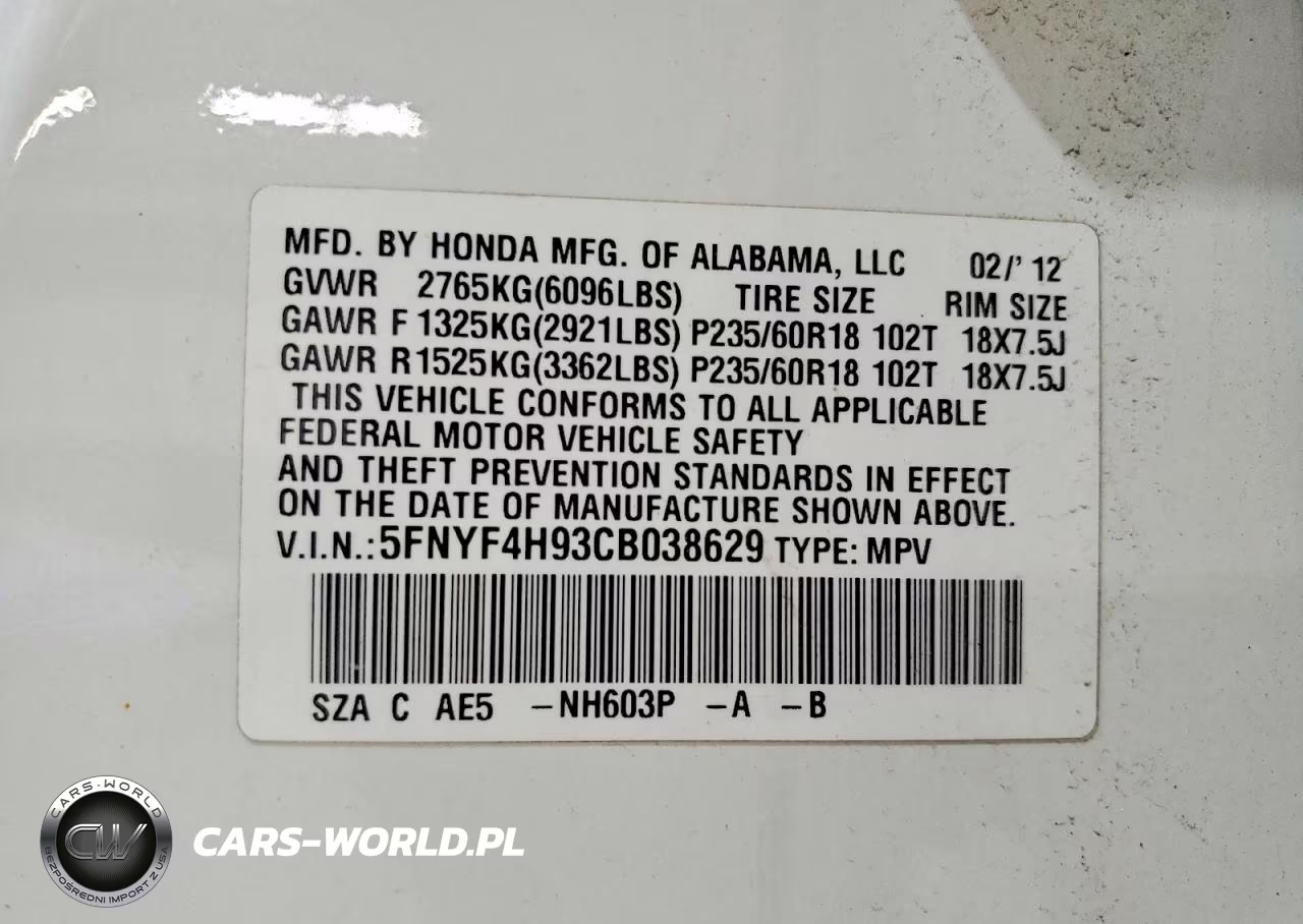 2012 Honda Pilot Touring VIN:5FNYF4H93CB038629 - 13