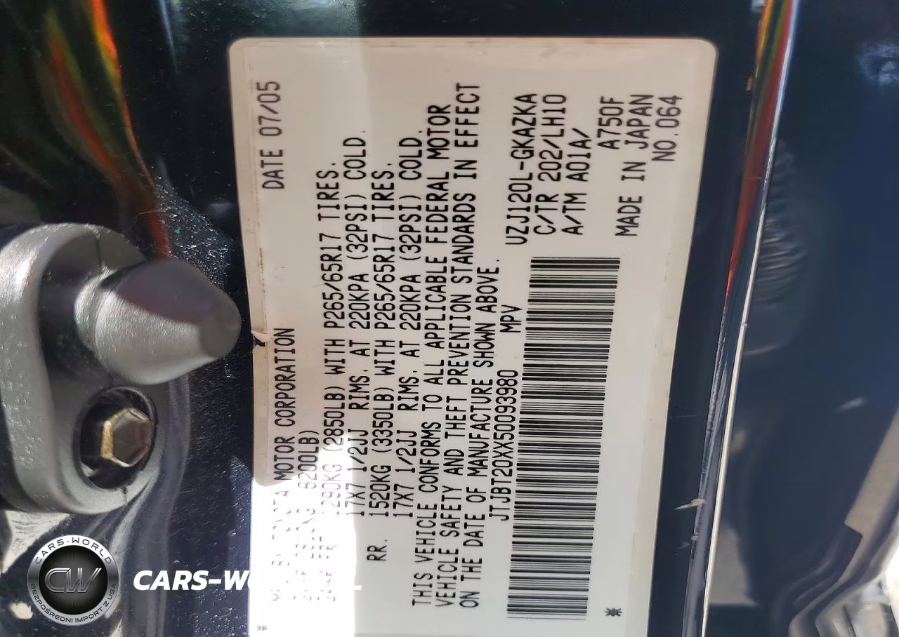 2005 Lexus Gx 470 VIN:JTJBT20XX50093980 - 13
