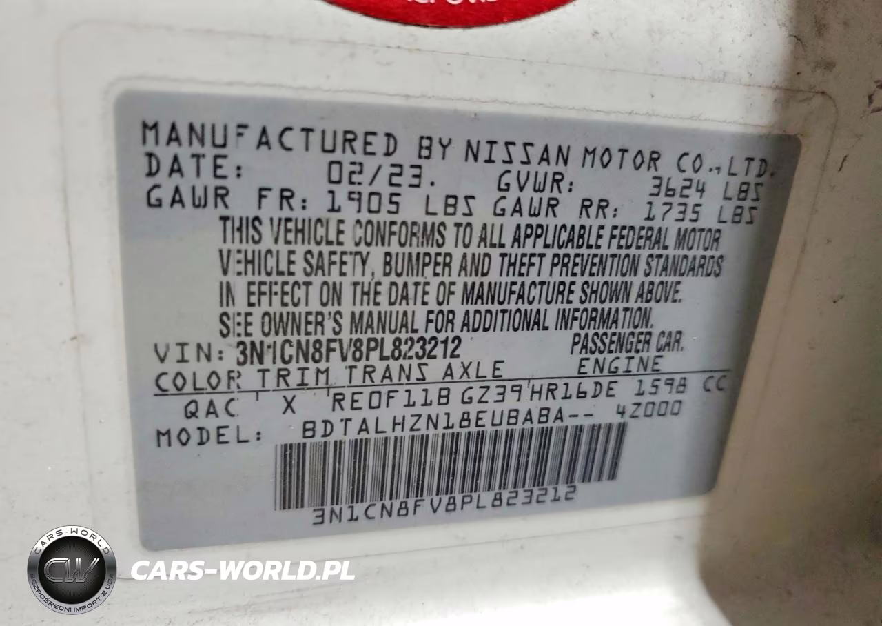 2023 Nissan Versa Sr VIN:3N1CN8FV8PL823212 - 13