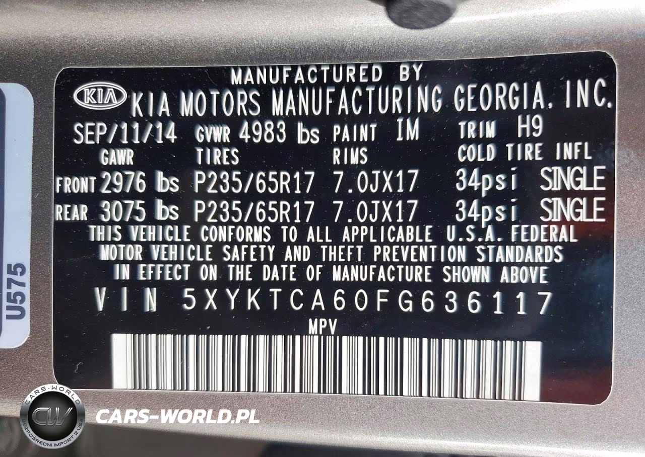 2015 Kia Sorento Lx VIN:5XYKTCA60FG636117 - 13