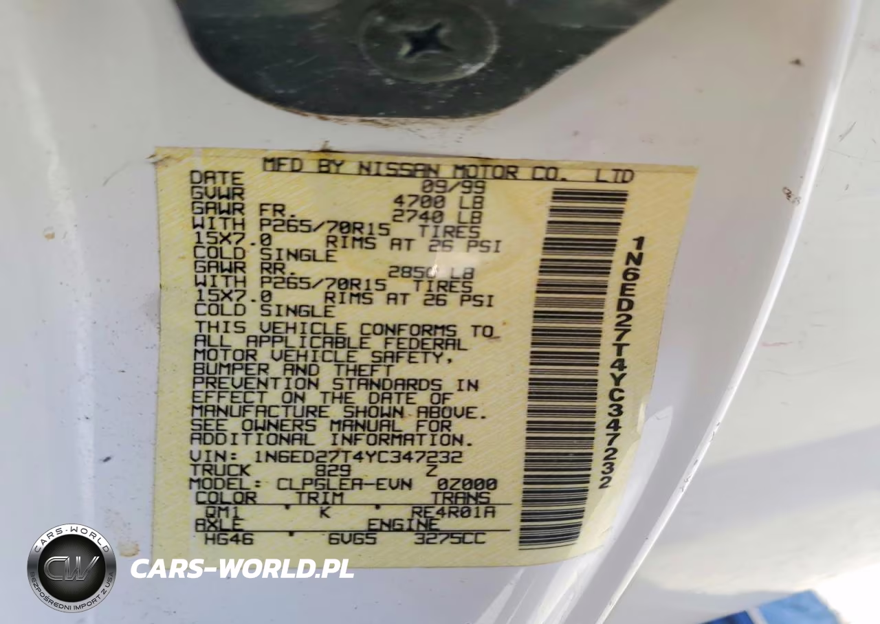2000 Nissan Frontier Xe VIN:1N6ED27T4YC347232 - 12