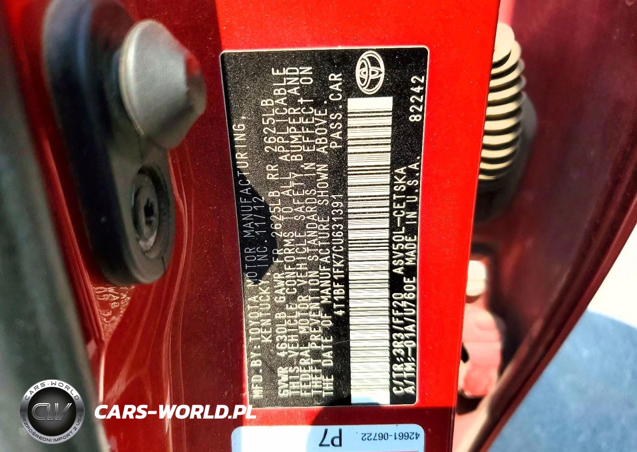 2012 Toyota Camry Se VIN:4T1BF1FK7CU631391 - 13