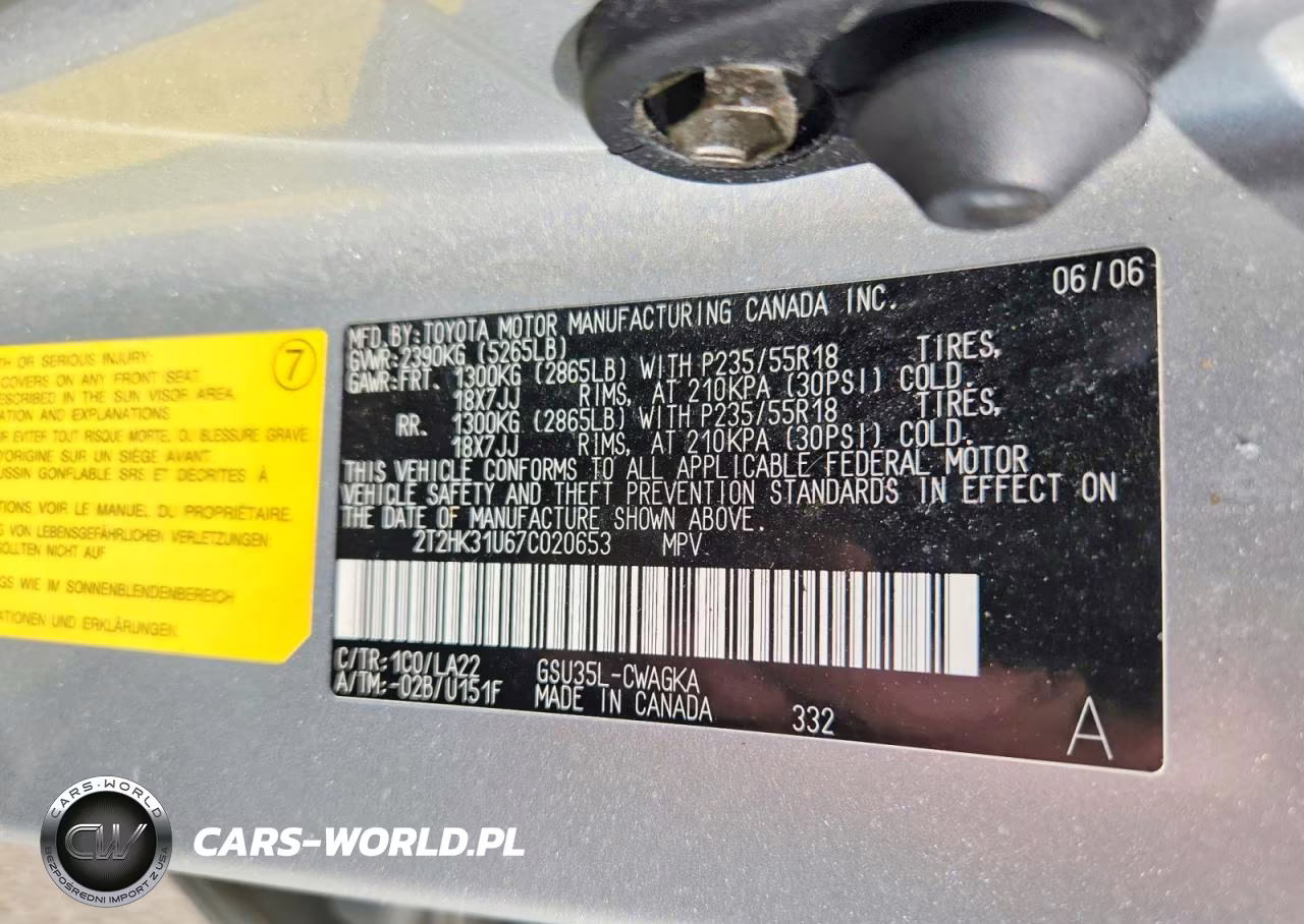 2007 Lexus Rx 350 VIN:2T2HK31U67C020653 - 13