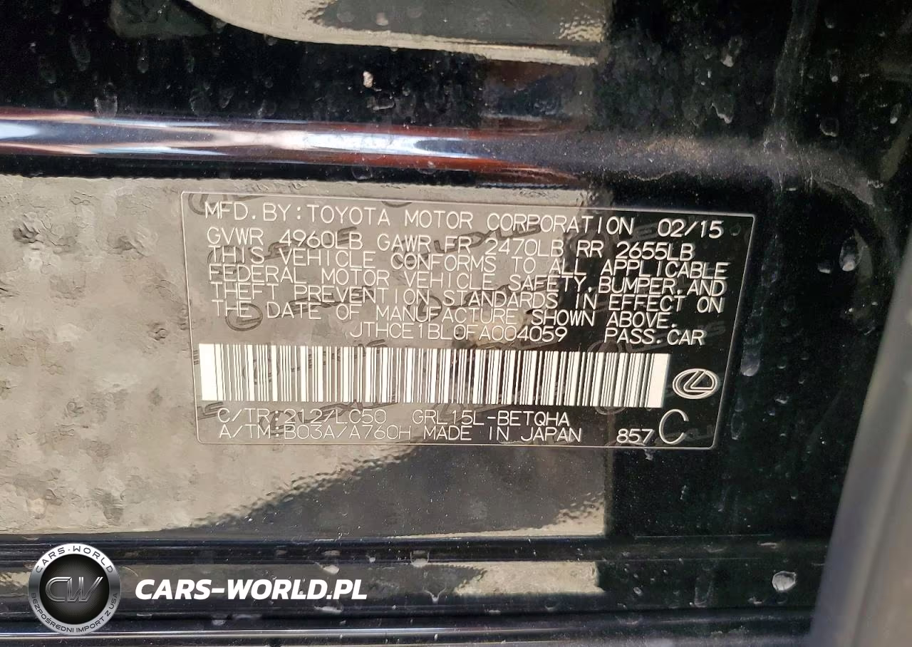 2015 Lexus Gs 350 VIN:JTHCE1BL0FA004059 - 12