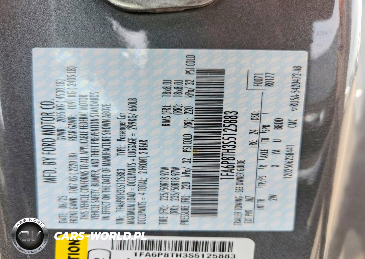 2025 Ford Mustang VIN:1FA6P8TH3S5125883 - 13