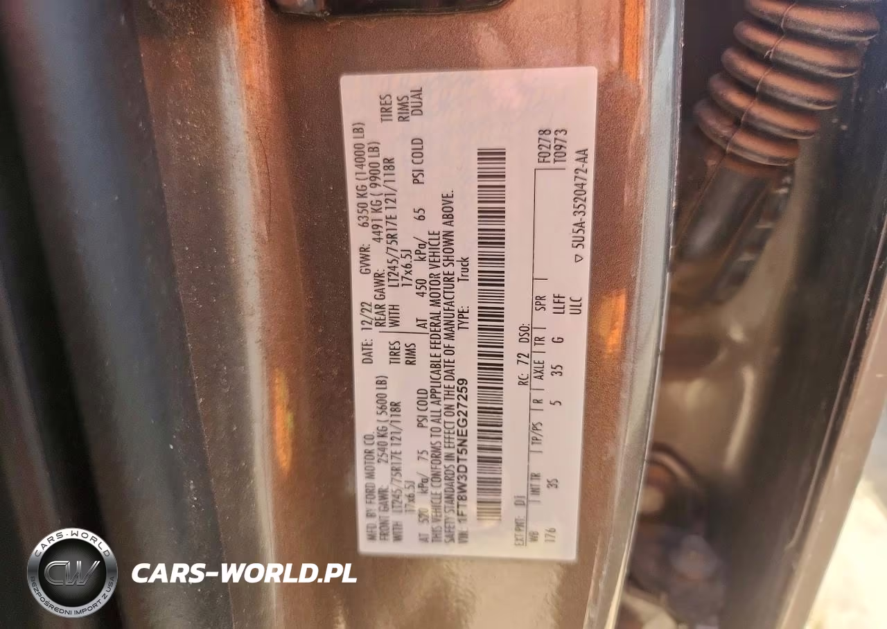 2022 Ford F350 Super Duty VIN:1FT8W3DT5NEG27259 - 12