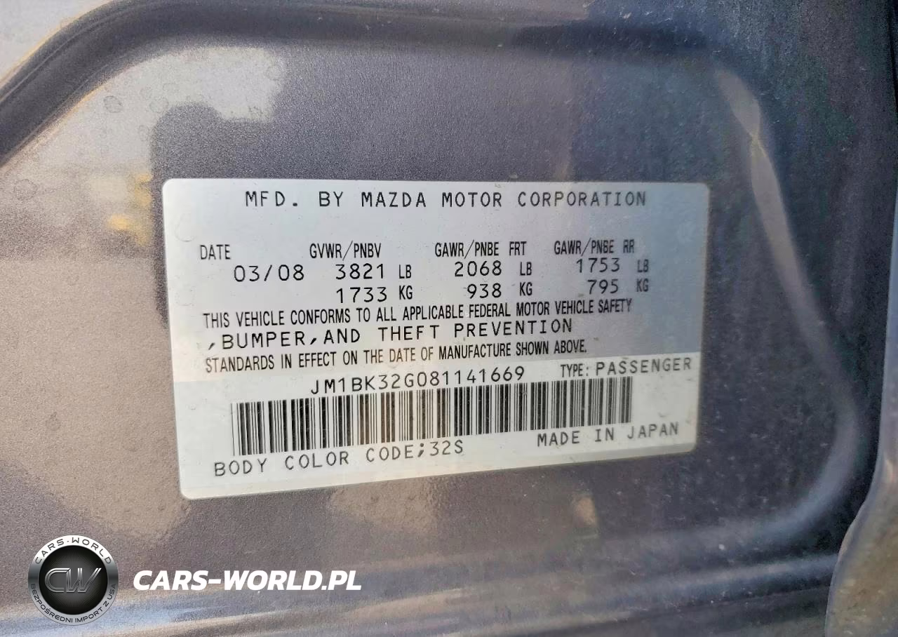 2008 Mazda 3 I VIN:JM1BK32G081141669 - 12