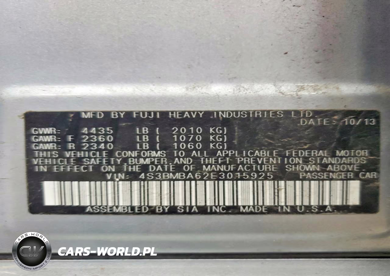 2014 Subaru Legacy 2.5I VIN:4S3BMBA62E3015925 - 12