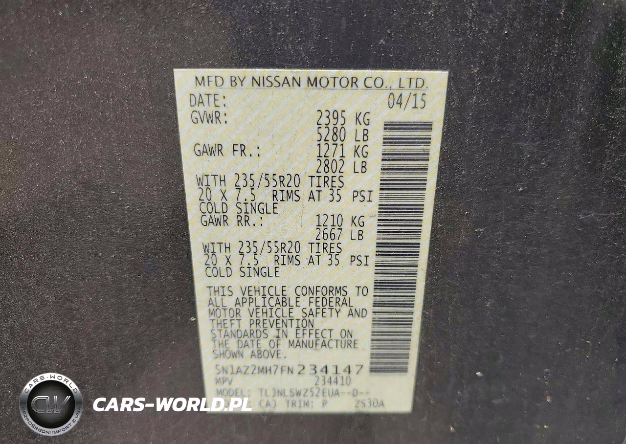 2015 Nissan Murano Platinum VIN:5N1AZ2MH7FN234147 - 13