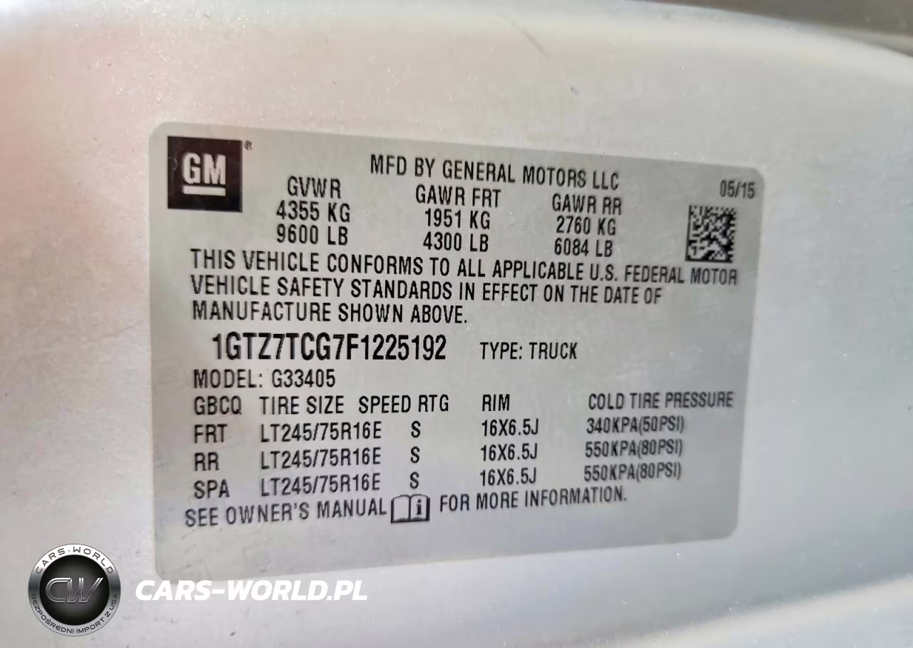 2015 GMC Savana G3500 VIN:1GTZ7TCG7F1225192 - 13