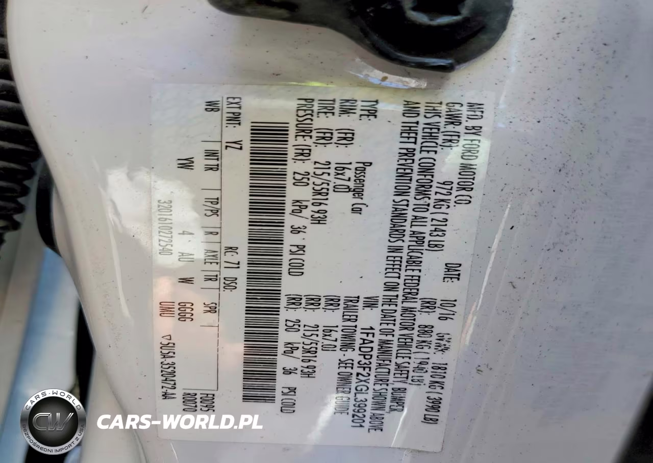 FORD FOCUS SE VIN:1FADP3F2XGL399201 - 12