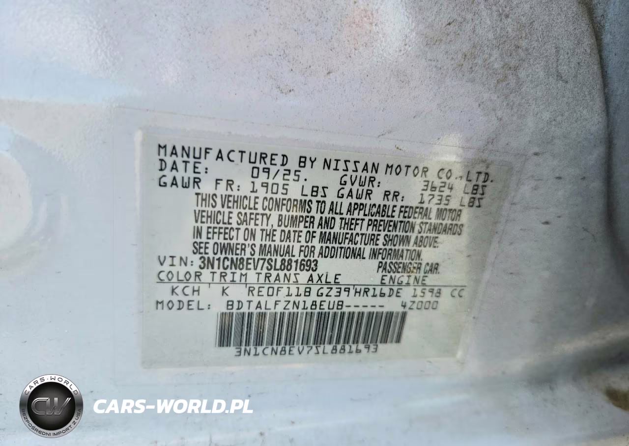 2025 Nissan Versa Sv VIN:3N1CN8EV7SL881693 - 13