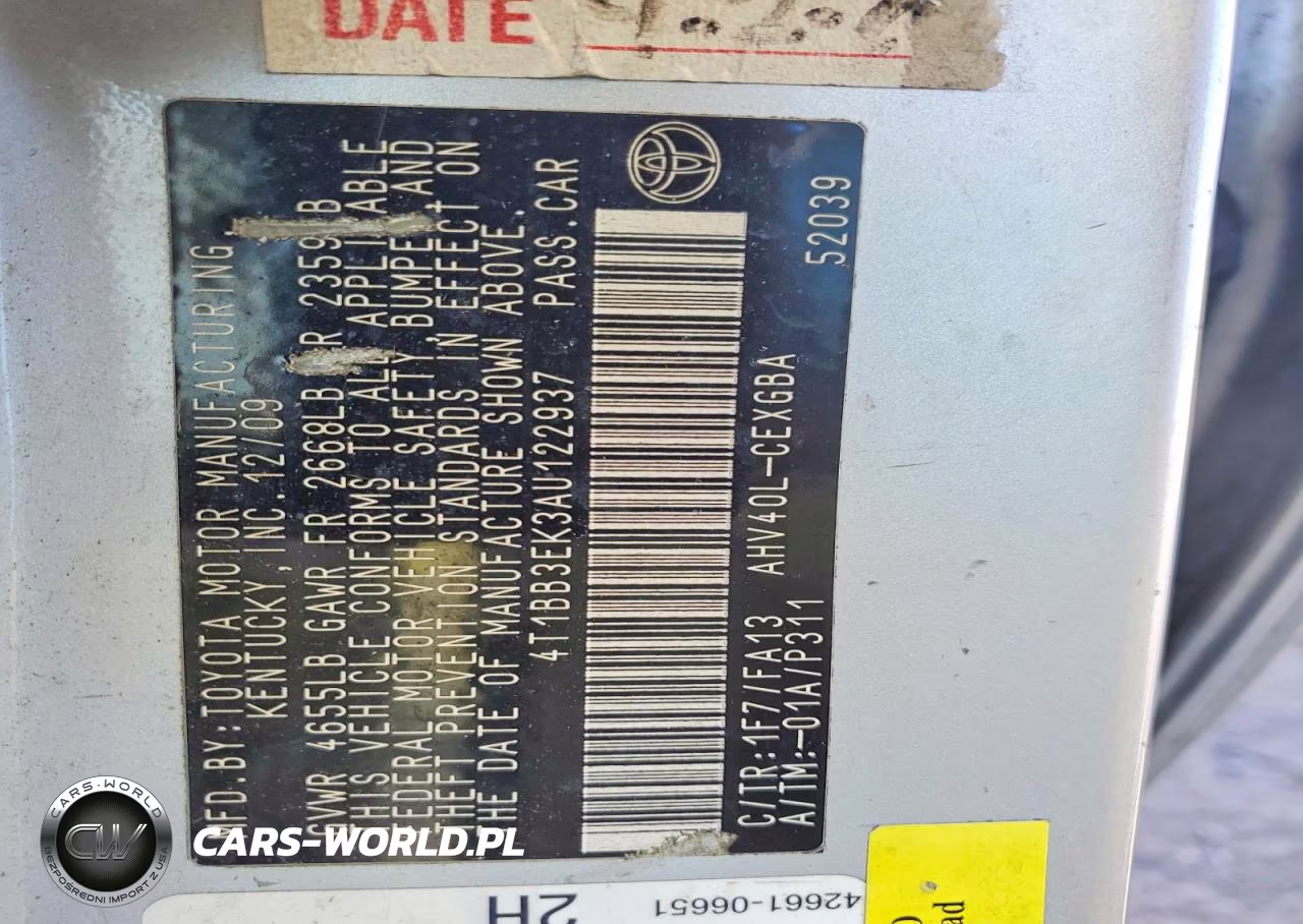 2010 Toyota Camry Hybrid VIN:4T1BB3EK3AU122937 - 12