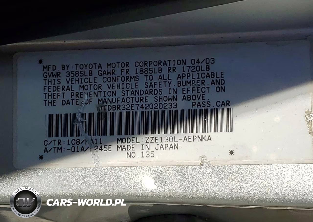 2004 Toyota Corolla Le VIN:JTDBR32E742020233 - 12