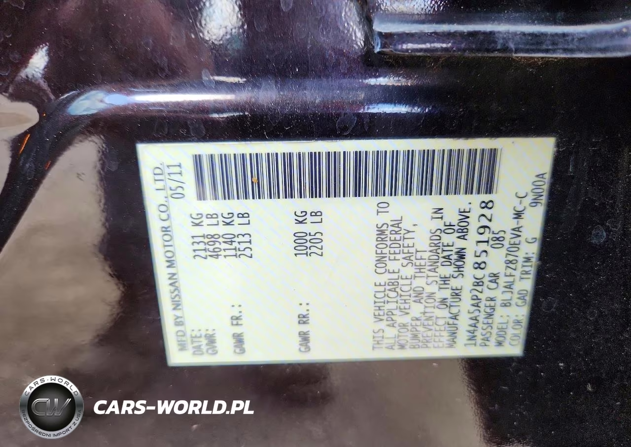 2011 Nissan Maxima 3.5 S VIN:1N4AA5AP2BC851928 - 12