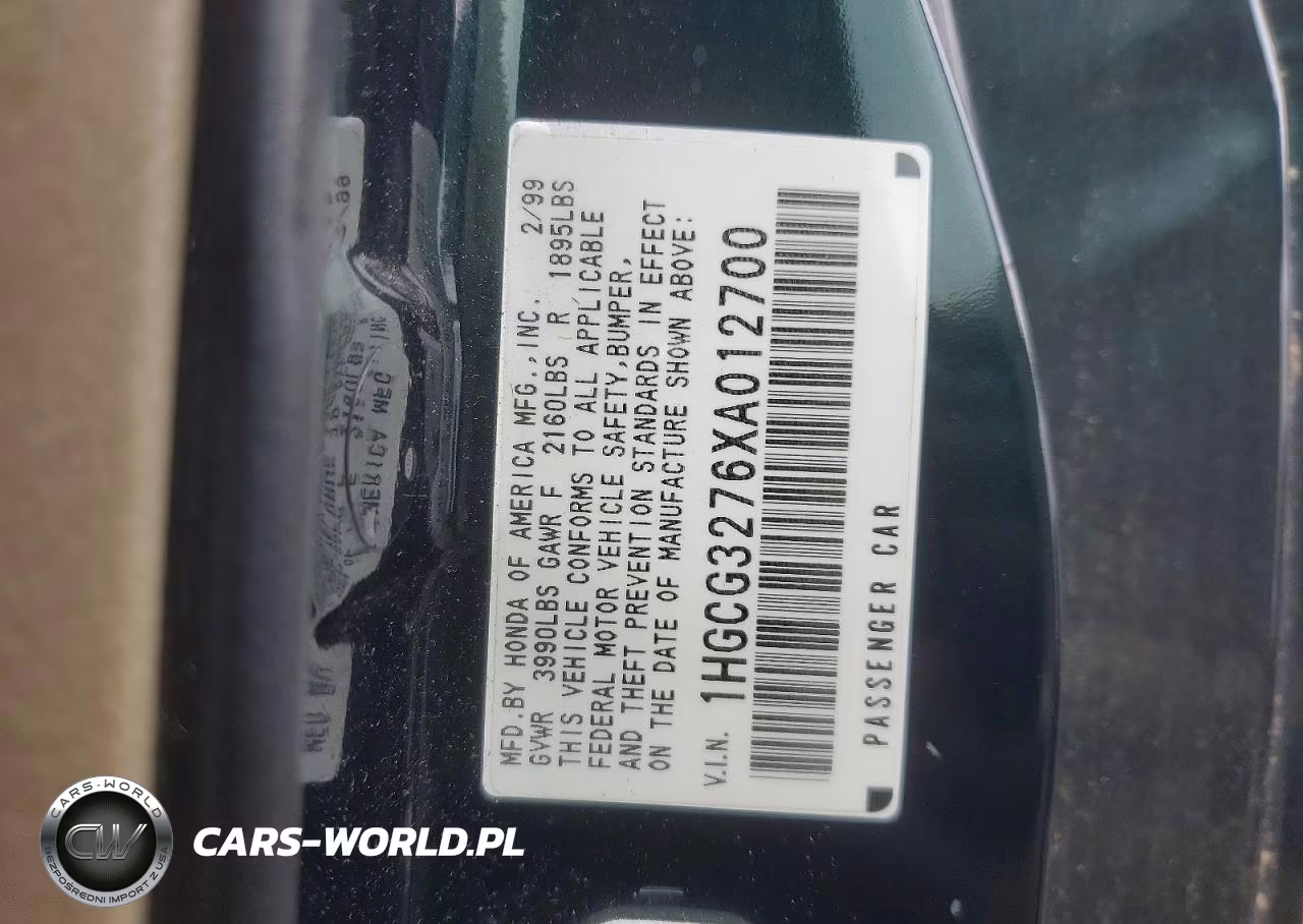 1999 Honda Accord Ex VIN:1HGCG3276XA012700 - 12