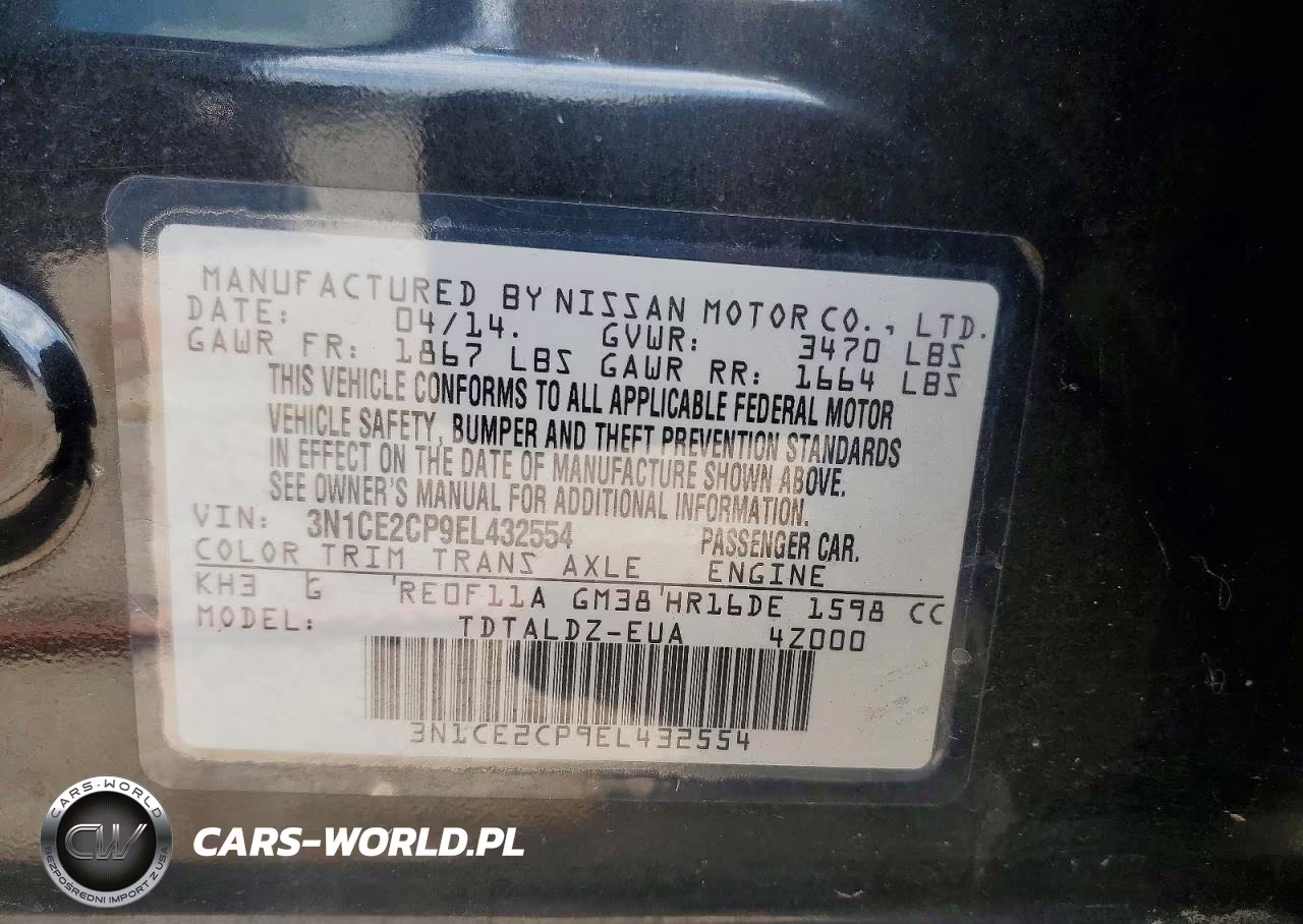 2014 Nissan Versa Note Sv VIN:3N1CE2CP9EL432554 - 14