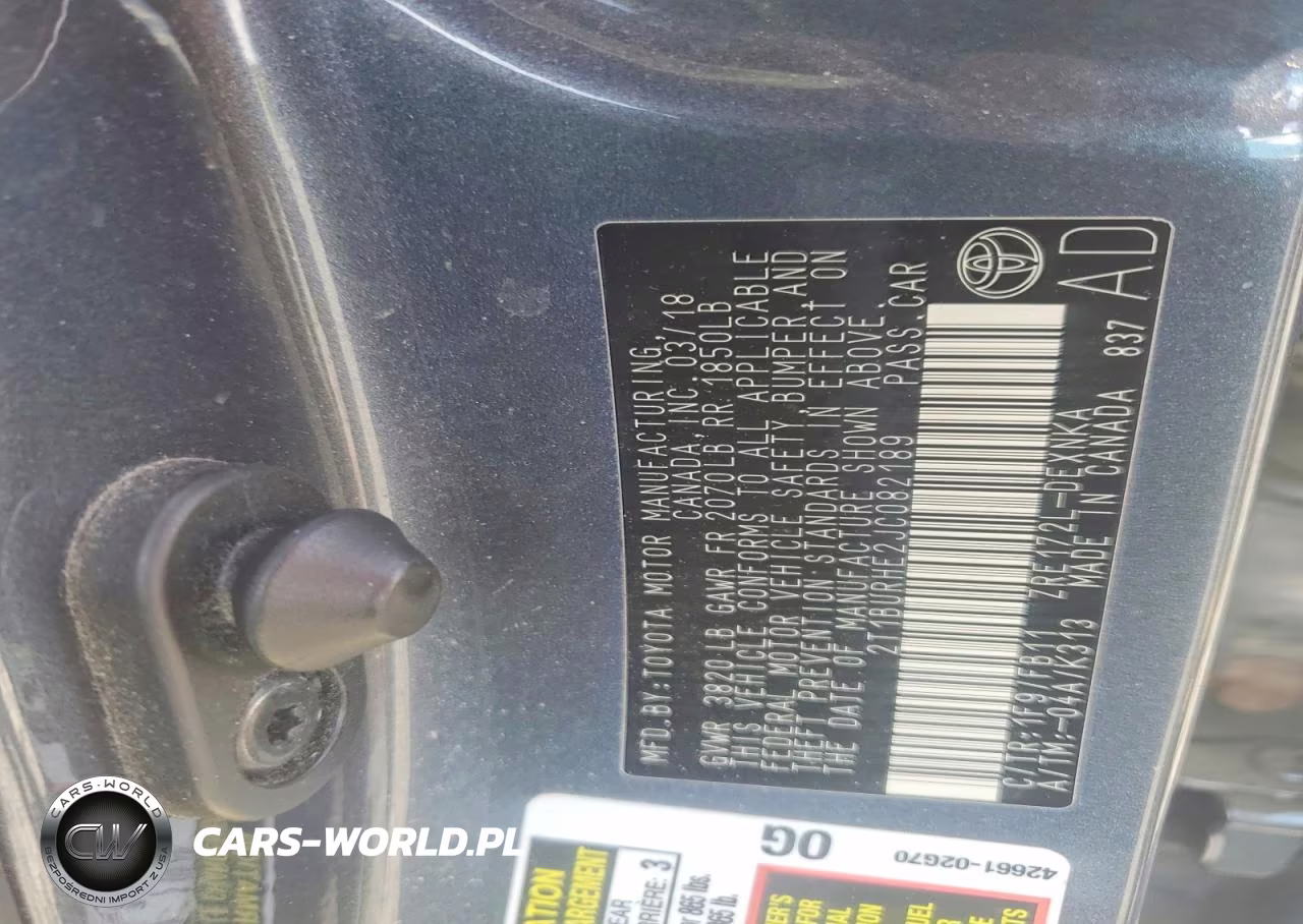 2018 Toyota Corolla Le VIN:2T1BURHE2JC082189 - 12