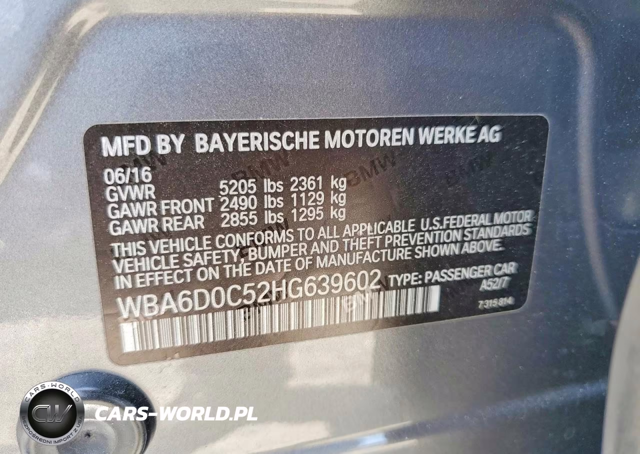 2017 BMW 640 I Gran Coupe VIN:WBA6D0C52HG639602 - 12