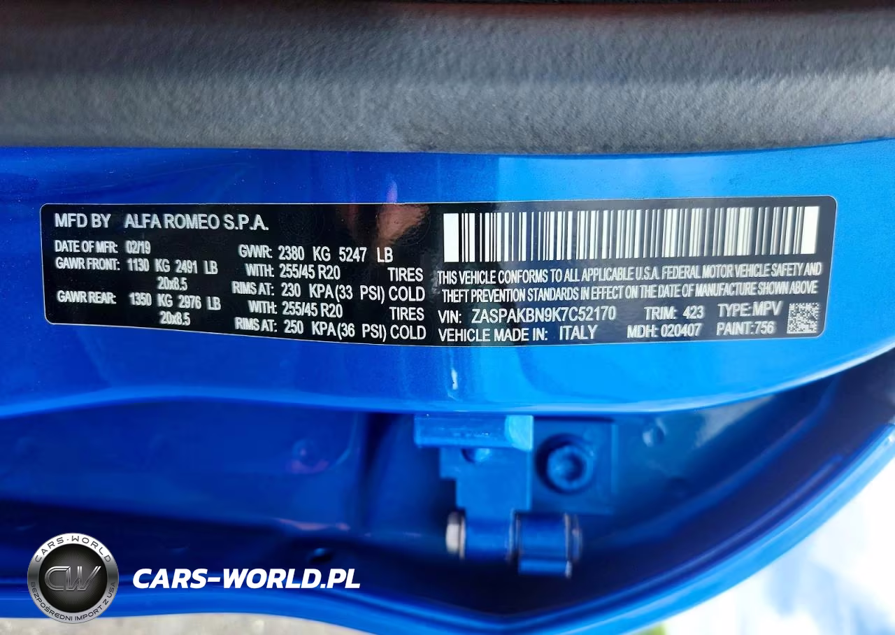 2019 Alfa Romeo Stelvio VIN:ZASPAKBN9K7C52170 - 13