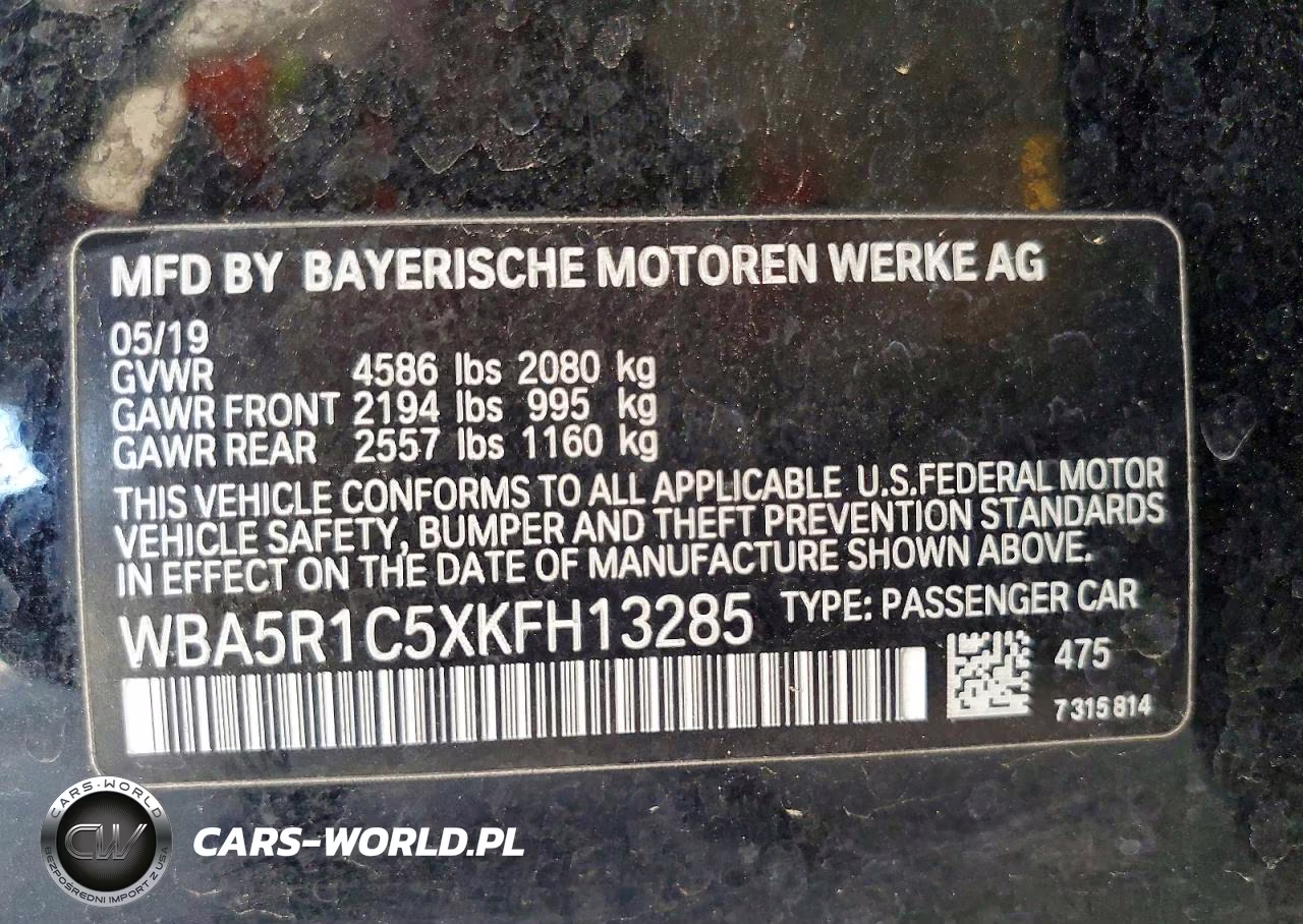 2019 BMW 330I VIN:WBA5R1C5XKFH13285 - 13