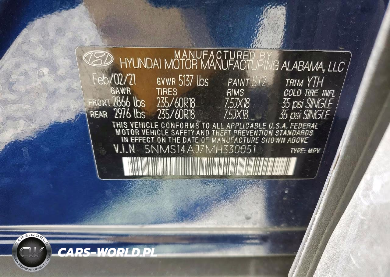 2021 Hyundai Santa Fe Se VIN:5NMS14AJ7MH330051 - 13