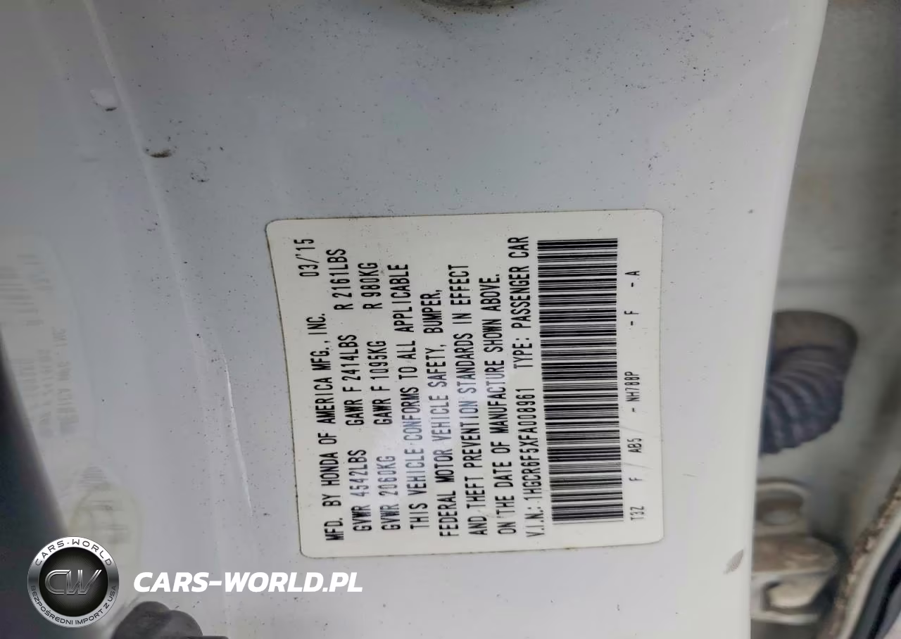 2015 Honda Accord Hybrid Exl VIN:1HGCR6F5XFA008961 - 12