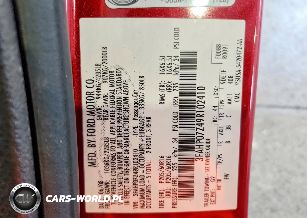 2009 Ford Fusion Se VIN:3FAHP07Z49R102410 - 13