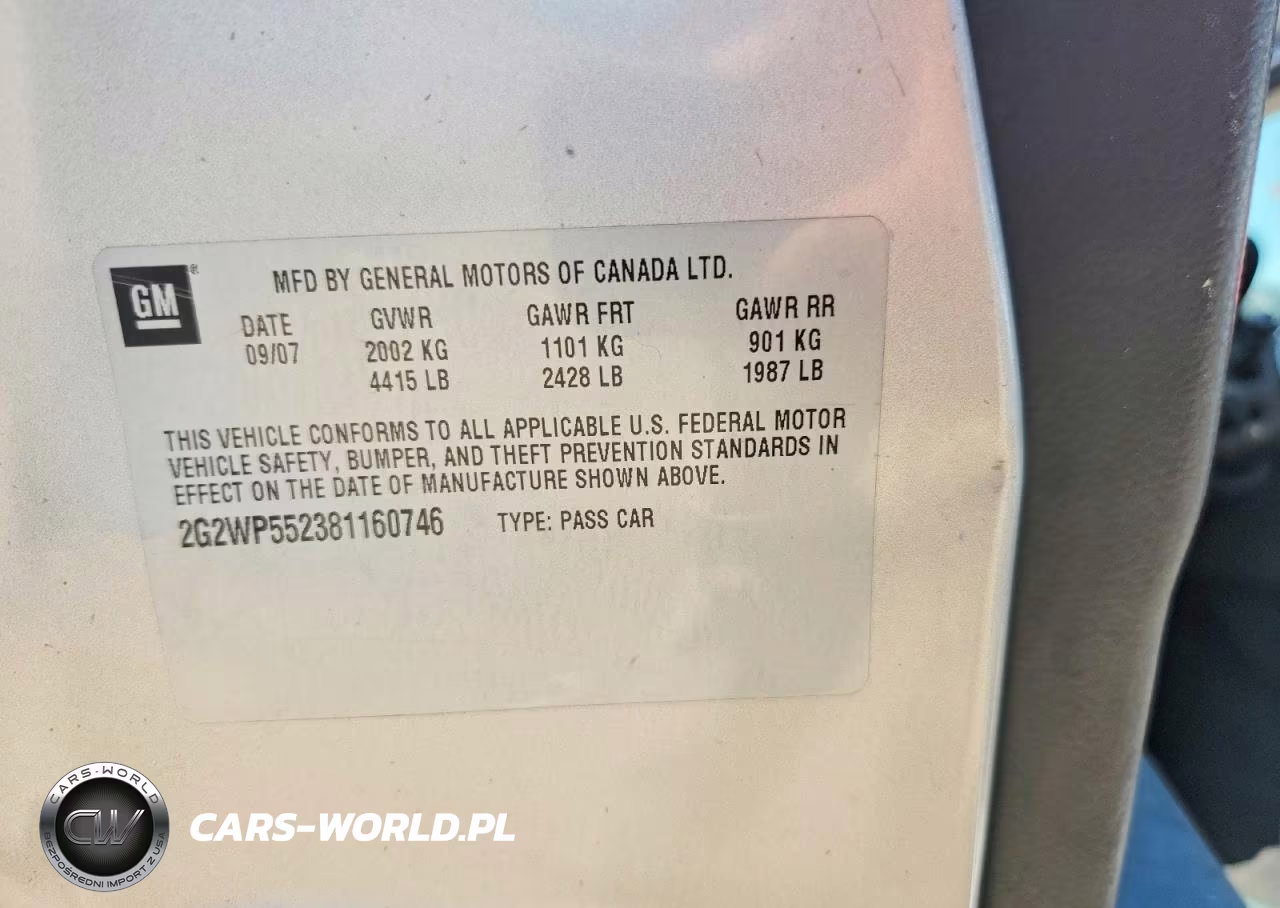 2008 Pontiac Grand Prix VIN:2G2WP552381160746 - 12