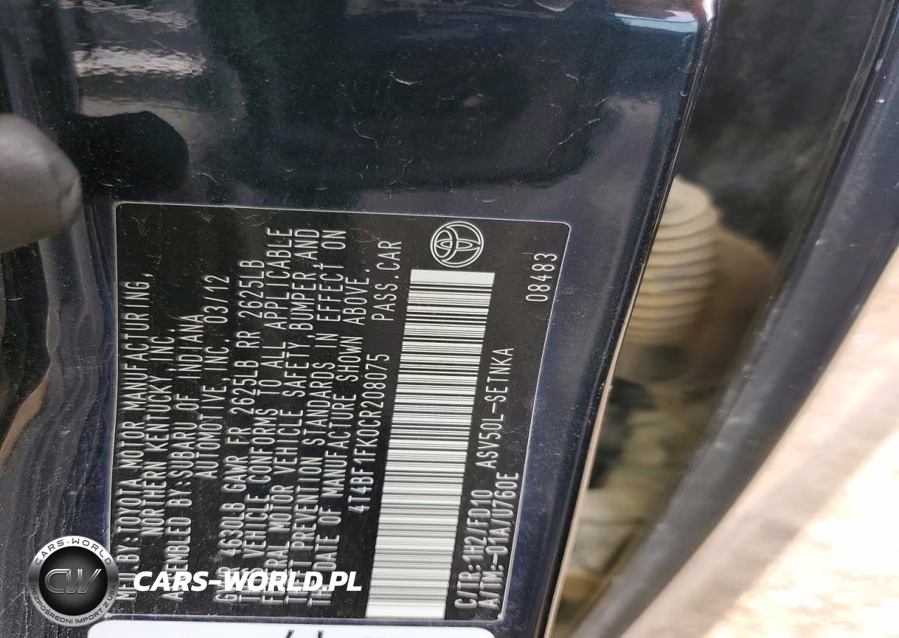 2012 Toyota Camry Le VIN:4T4BF1FK0CR208075 - 12