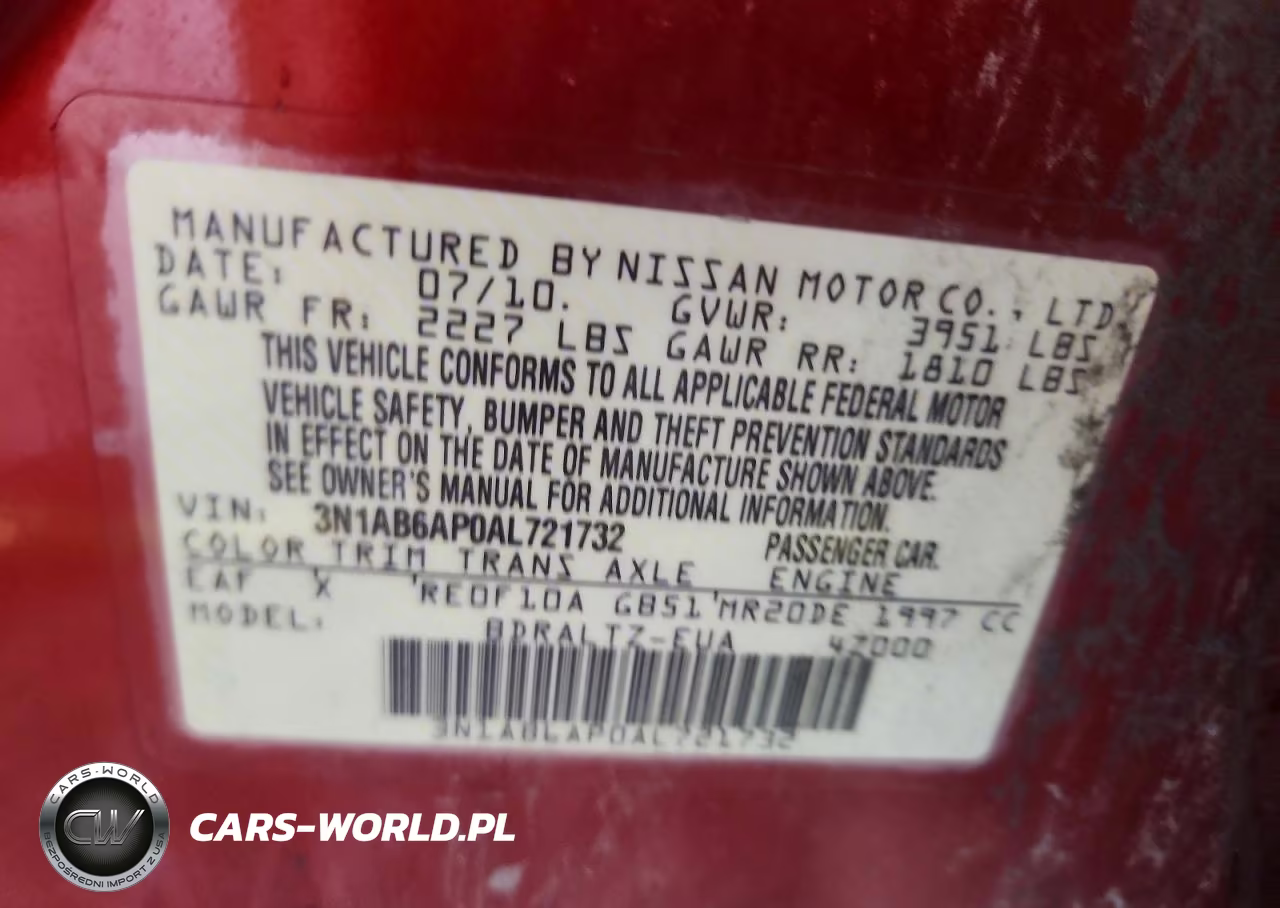 2010 Nissan Sentra 2.0 VIN:3N1AB6AP0AL721732 - 13
