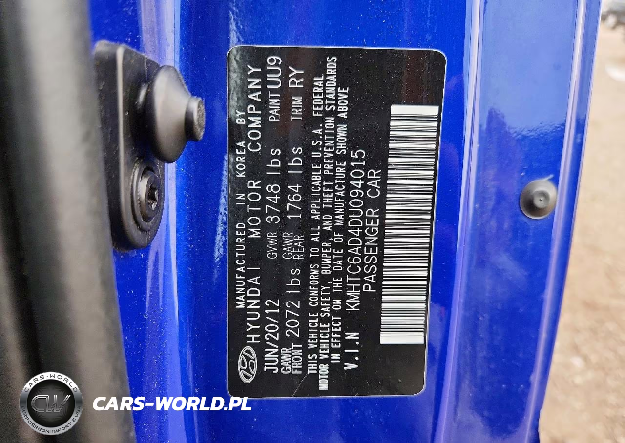2013 Hyundai Veloster Base VIN:KMHTC6AD4DU094015 - 12