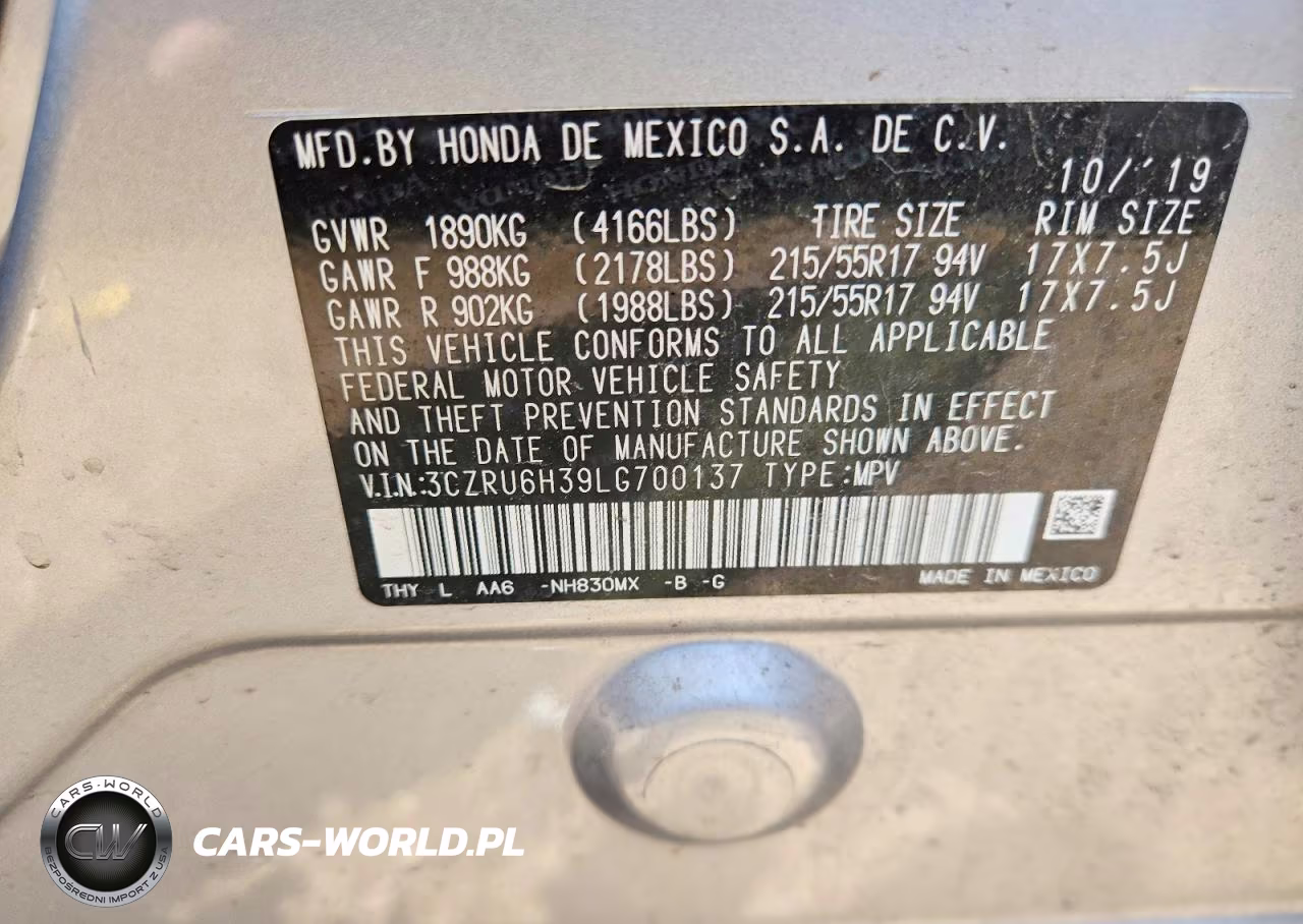 2020 Honda Hr-V Lx VIN:3CZRU6H39LG700137 - 14