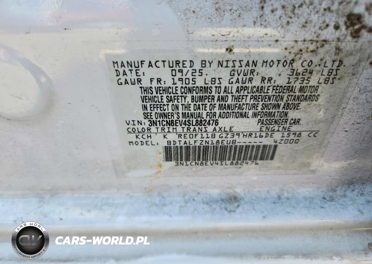 2025 Nissan Versa Sv VIN:3N1CN8EV4SL882476 - 12