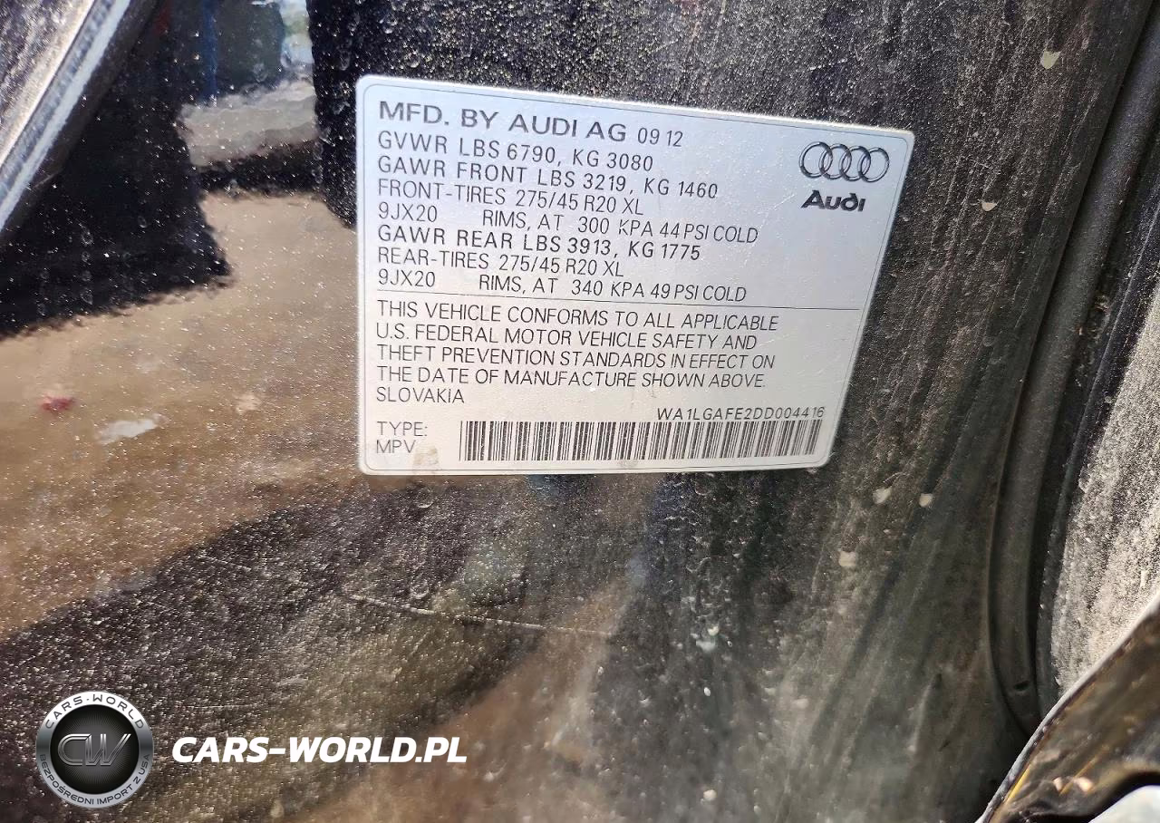 2013 Audi Q7 Premium Plus VIN:WA1LGAFE2DD004416 - 12