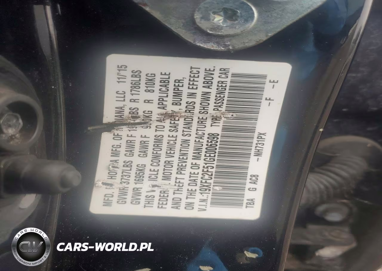 2016 Honda Civic Lx VIN:19XFC2F51GE006598 - 12