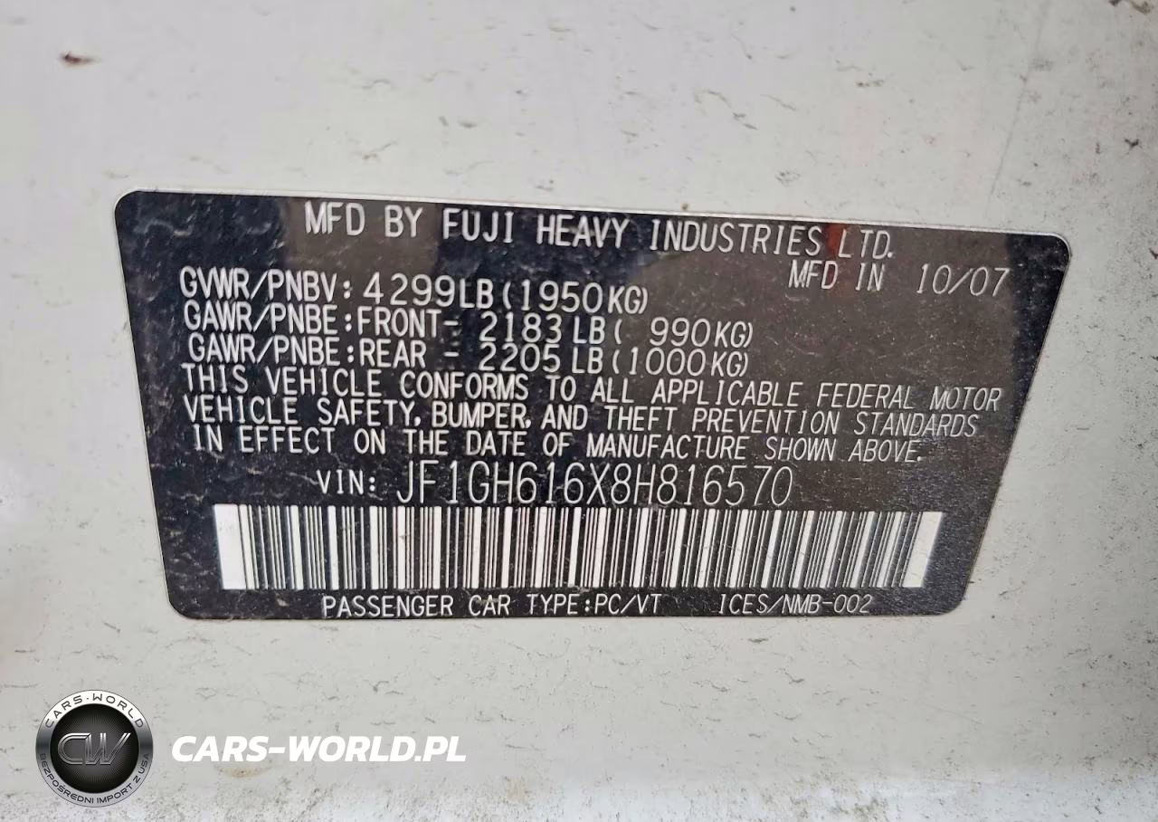 2008 Subaru Impreza 2.5I VIN:JF1GH616X8H816570 - 12