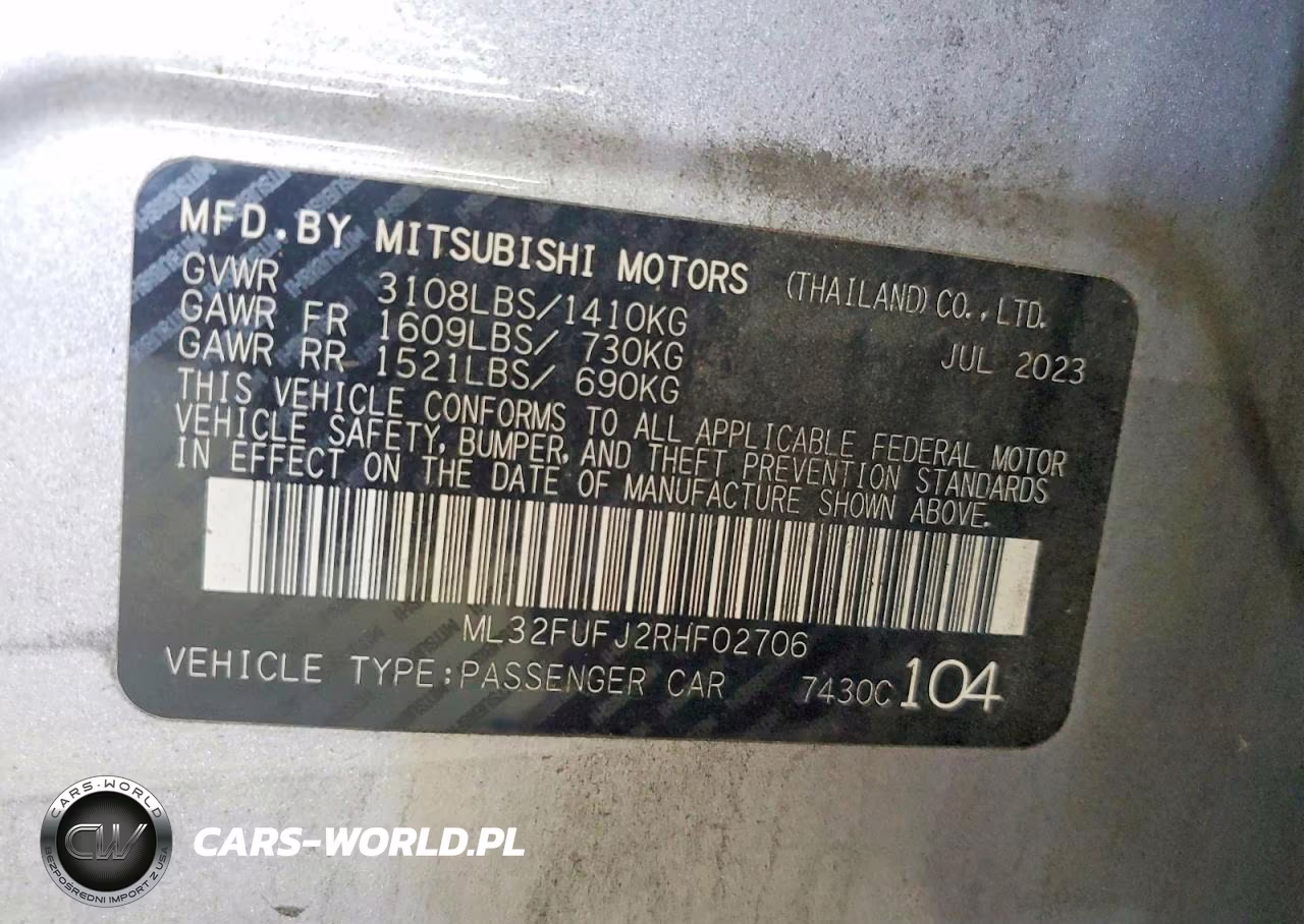 2024 Mitsubishi Mirage G4 Es VIN:ML32FUFJ2RHF02706 - 12