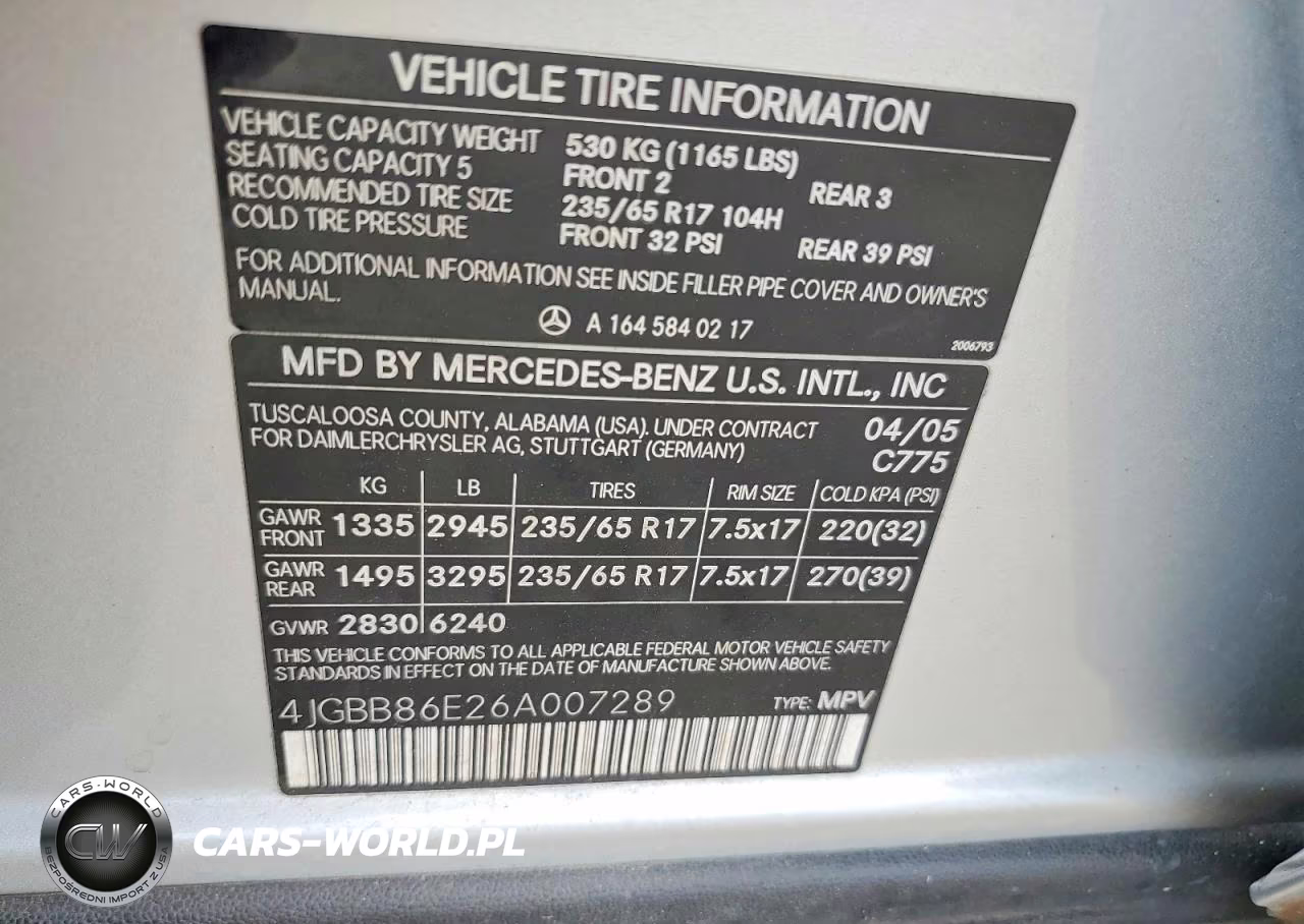 2006 Mercedes-Benz Ml 350 VIN:4JGBB86E26A007289 - 13