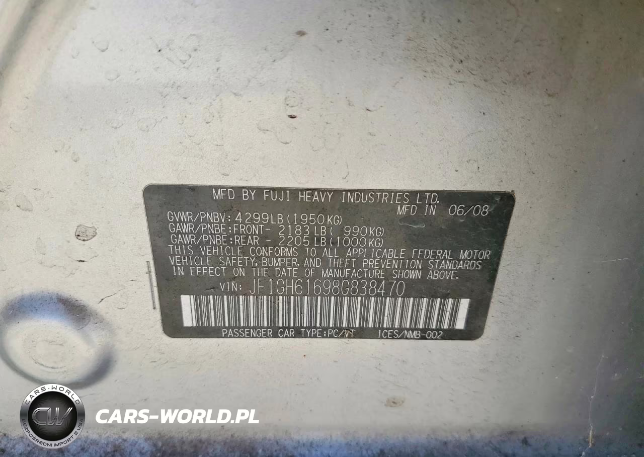 2008 Subaru Impreza 2.5I VIN:JF1GH61698G838470 - 12