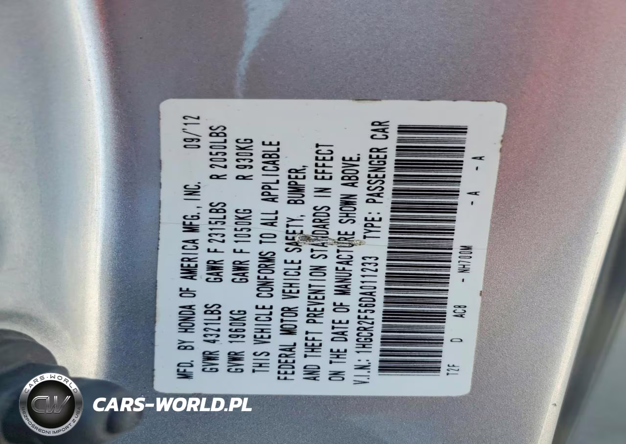 2013 Honda Accord Sport VIN:1HGCR2F56DA011233 - 12