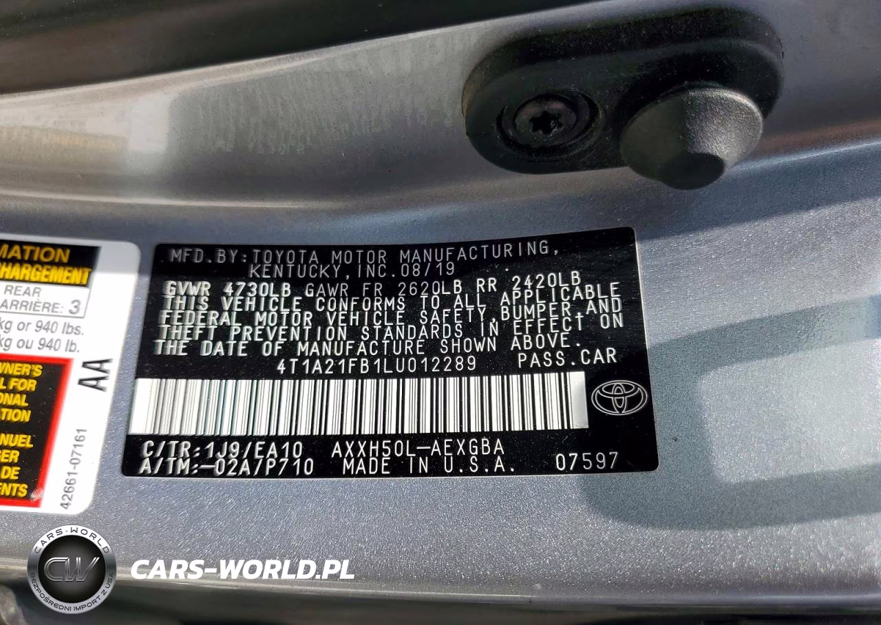 2020 Toyota Avalon Xle VIN:4T1A21FB1LU012289 - 12