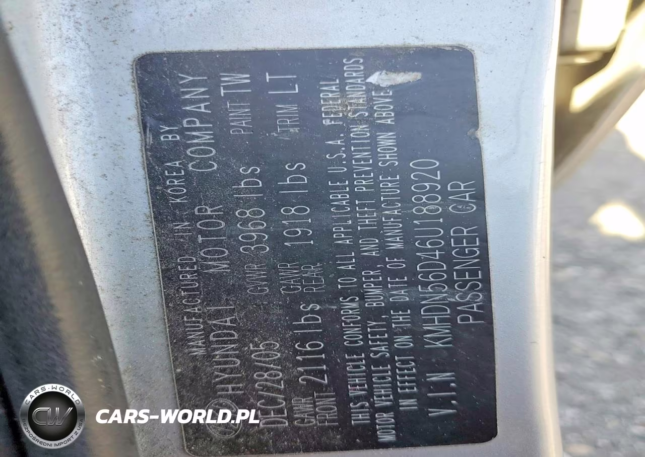 2006 Hyundai Elantra Gls VIN:KMHDN56D46U188920 - 13