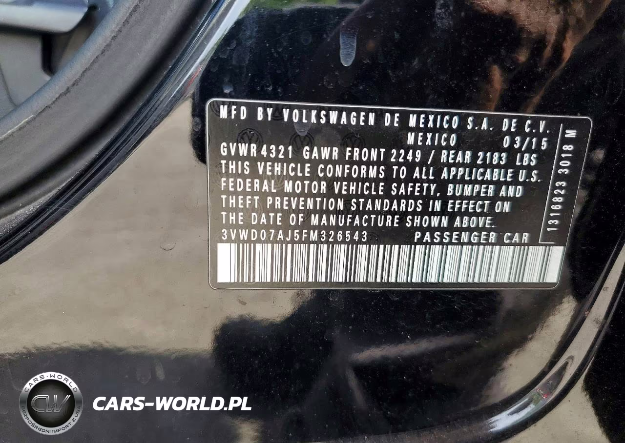2015 Volkswagen Jetta Se VIN:3VWD07AJ5FM326543 - 12