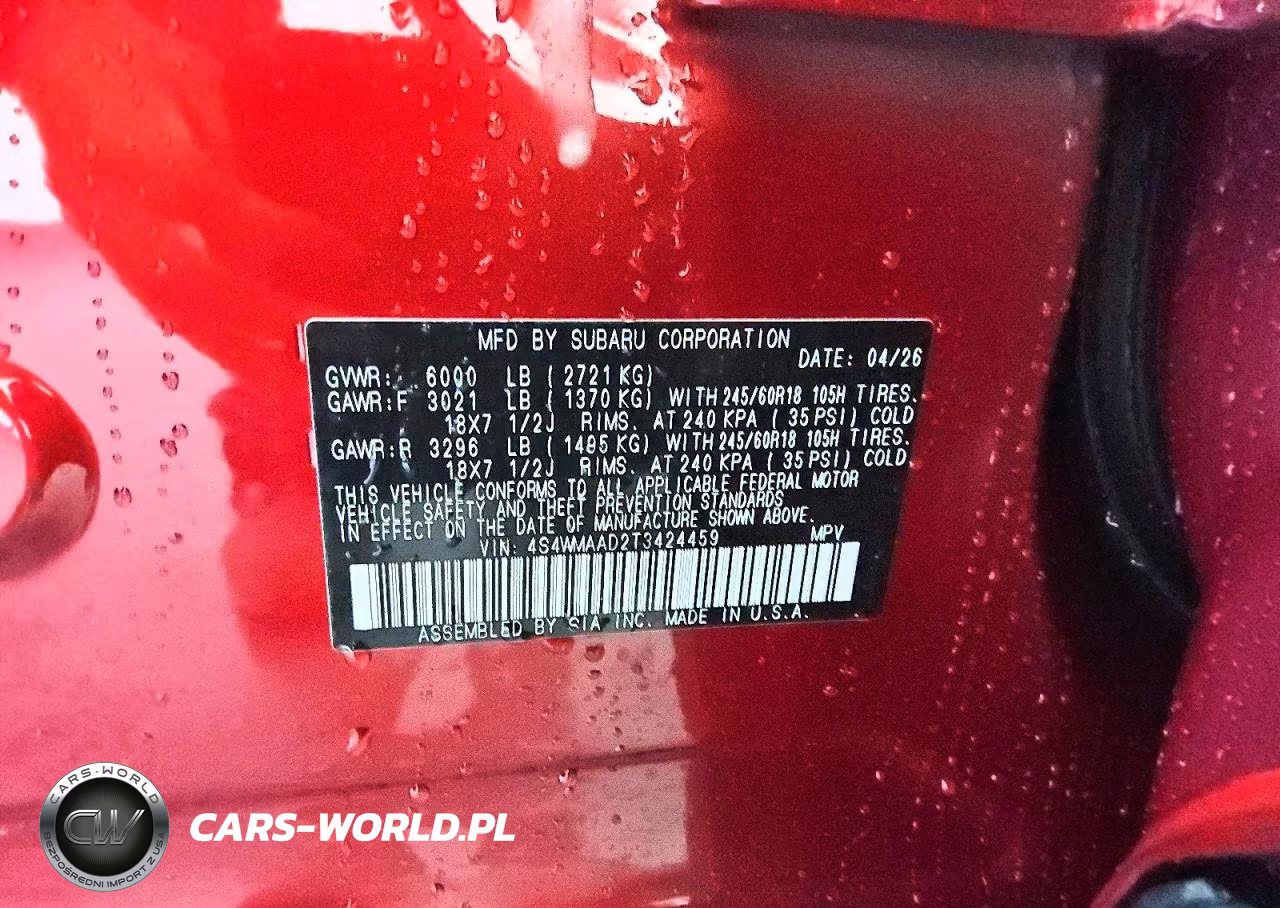 2026 Subaru Ascent Premium VIN:4S4WMAAD2T3424459 - 13