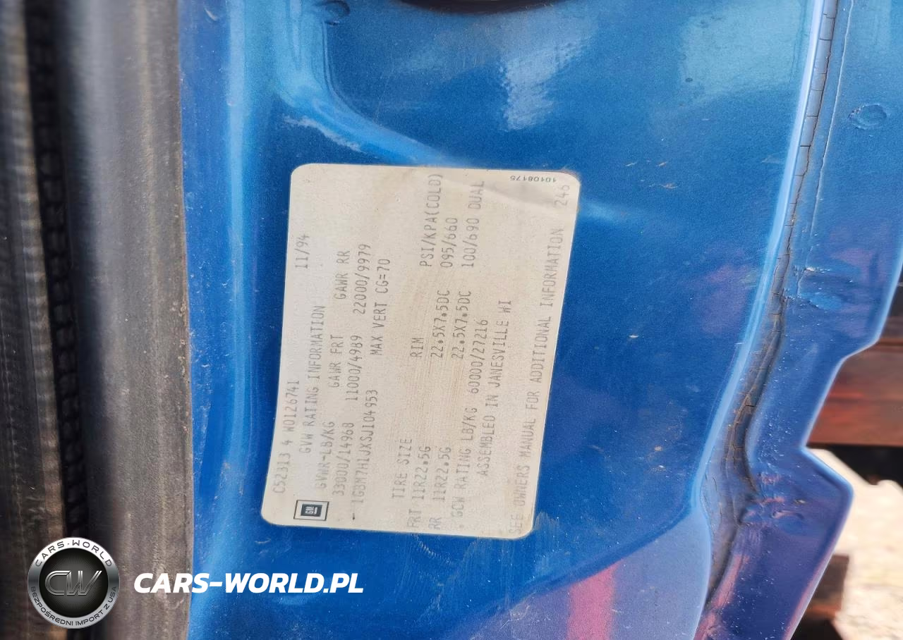 1995 Chevrolet C7 Dump Truck VIN:1GBM7H1JXSJ104953 - 11