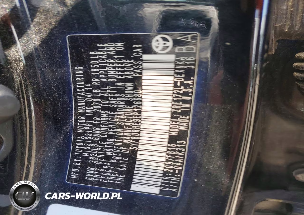 2014 Toyota Corolla Le VIN:5YFBURHE9EP126680 - 12