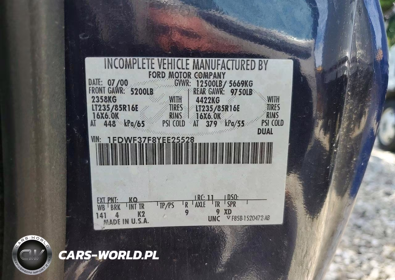 2000 Ford F350 Super Duty VIN:1FDWF37F8YEE25528 - 12