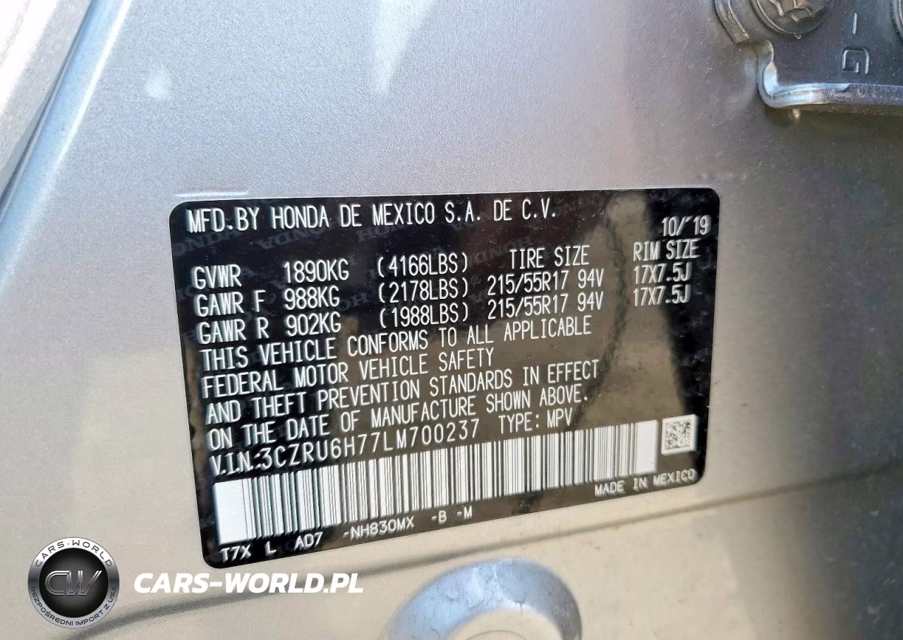 2020 Honda Hr-V Exl VIN:3CZRU6H77LM700237 - 13