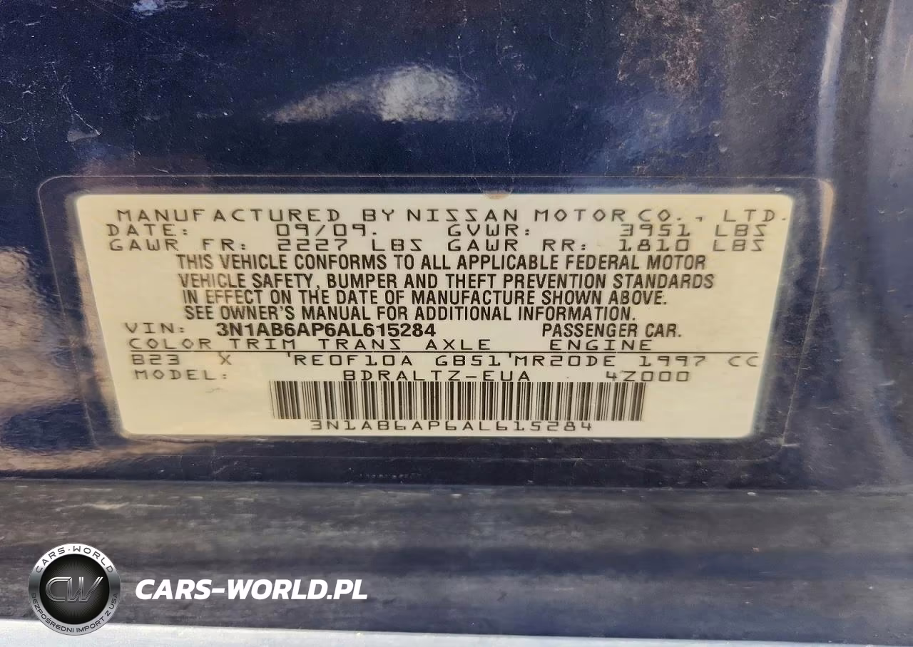2010 Nissan Sentra 2.0 VIN:3N1AB6AP6AL615284 - 12